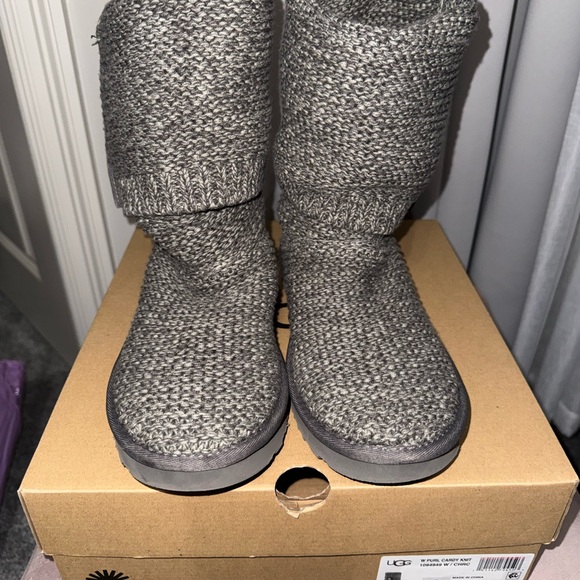 UGG Charcoal Knit Boots Size 9 - Picture 3 of 7